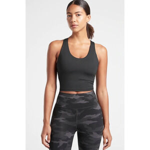 Athleta S ABC cup black Ultimate Crop top tank sports bra sleeveless shirt gym